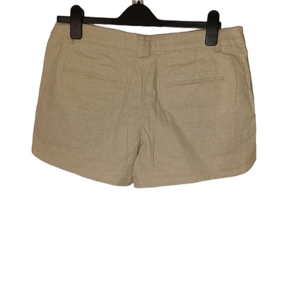 Nikibiki Linen Blend Colorblock Shorts Tan Navy Women’s Size L - Picture 3 of 5